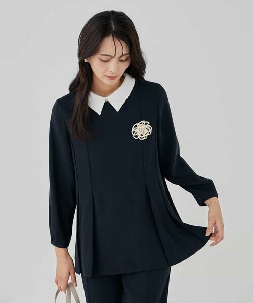 a.v.v / アー・ヴェ・ヴェ シャツ・ブラウス | 2WAYサテン襟付きペプラムブラウス【洗える/速乾/毛玉になりにくい/イージーケア】 | 詳細11