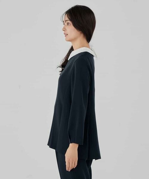 a.v.v / アー・ヴェ・ヴェ シャツ・ブラウス | 2WAYサテン襟付きペプラムブラウス【洗える/速乾/毛玉になりにくい/イージーケア】 | 詳細2