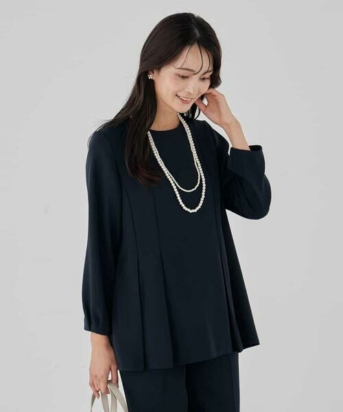 a.v.v / アー・ヴェ・ヴェ シャツ・ブラウス | 2WAYサテン襟付きペプラムブラウス【洗える/速乾/毛玉になりにくい/イージーケア】 | 詳細28