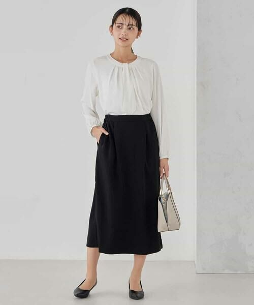 a.v.v / アー・ヴェ・ヴェ ミニ・ひざ丈スカート | サテンナロースカート【洗える/速乾/毛玉になりにくい/イージーケア】 | 詳細15
