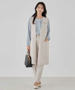 a.v.v / アー・ヴェ・ヴェ セットアップ | サテンサイドスリットジレ【洗える/速乾/毛玉になりにくい/イージーケア】