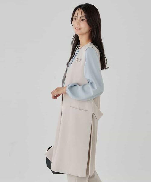 a.v.v / アー・ヴェ・ヴェ セットアップ | サテンサイドスリットジレ【洗える/速乾/毛玉になりにくい/イージーケア】 | 詳細11