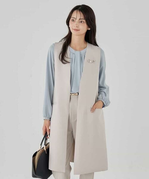 a.v.v / アー・ヴェ・ヴェ セットアップ | サテンサイドスリットジレ【洗える/速乾/毛玉になりにくい/イージーケア】 | 詳細7