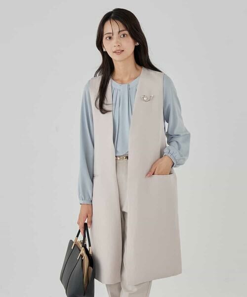 a.v.v / アー・ヴェ・ヴェ セットアップ | サテンサイドスリットジレ【洗える/速乾/毛玉になりにくい/イージーケア】 | 詳細8