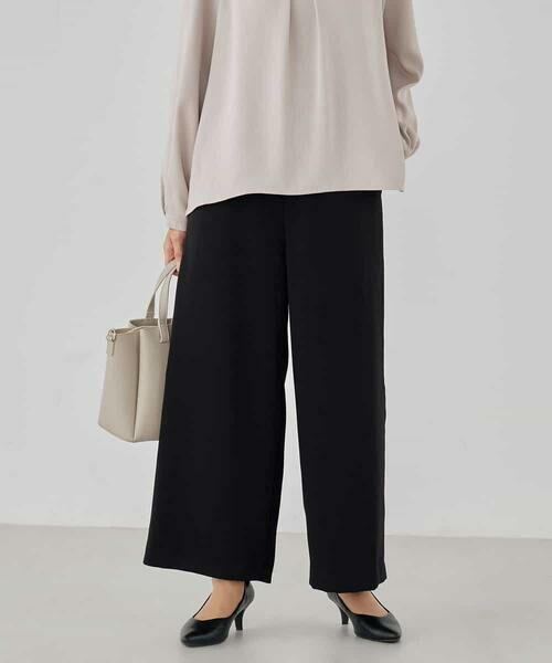 a.v.v / アー・ヴェ・ヴェ その他パンツ | サテンワイドクロップドパンツ【洗える/速乾/毛玉になりにくい/イージーケア】(ブラック)