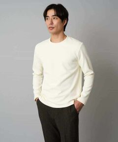 a.v.v / アー・ヴェ・ヴェ カットソー | 【イージーケア/毛玉になりにくい】バスケットジャカードクルーネックスマートTシャツ【洗濯機で洗える】<ON/OFF SERIES>