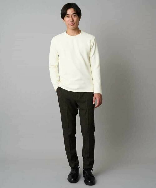 a.v.v / アー・ヴェ・ヴェ カットソー | 【イージーケア/毛玉になりにくい】バスケットジャカードクルーネックスマートTシャツ【洗濯機で洗える】<ON/OFF SERIES> | 詳細1