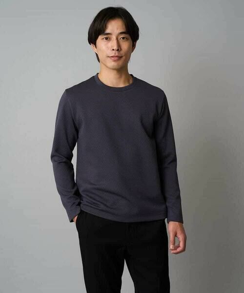 a.v.v / アー・ヴェ・ヴェ カットソー | 【イージーケア/毛玉になりにくい】バスケットジャカードクルーネックスマートTシャツ【洗濯機で洗える】<ON/OFF SERIES> | 詳細10