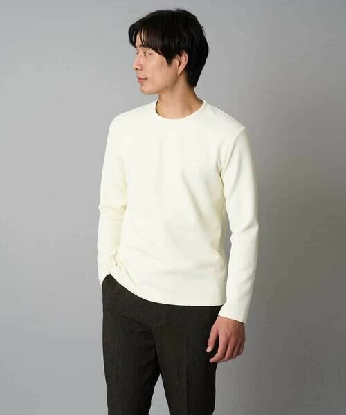 a.v.v / アー・ヴェ・ヴェ カットソー | 【イージーケア/毛玉になりにくい】バスケットジャカードクルーネックスマートTシャツ【洗濯機で洗える】<ON/OFF SERIES> | 詳細12