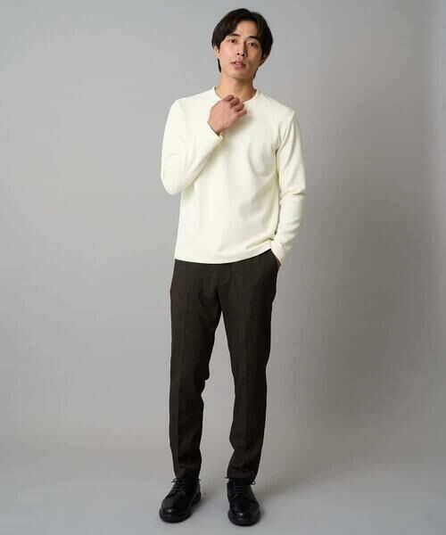 a.v.v / アー・ヴェ・ヴェ カットソー | 【イージーケア/毛玉になりにくい】バスケットジャカードクルーネックスマートTシャツ【洗濯機で洗える】<ON/OFF SERIES> | 詳細2