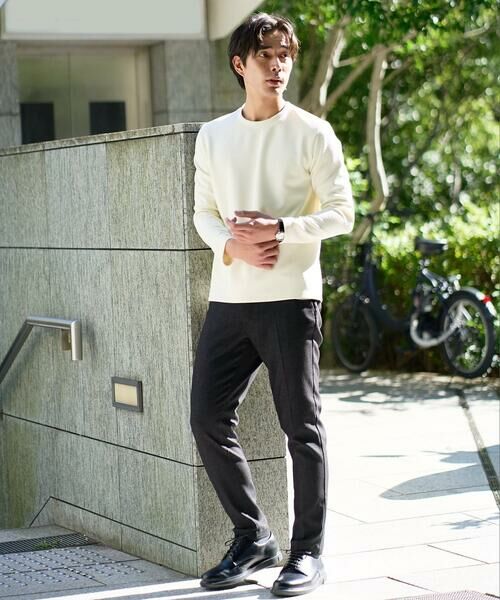 a.v.v / アー・ヴェ・ヴェ カットソー | 【イージーケア/毛玉になりにくい】バスケットジャカードクルーネックスマートTシャツ【洗濯機で洗える】<ON/OFF SERIES> | 詳細21