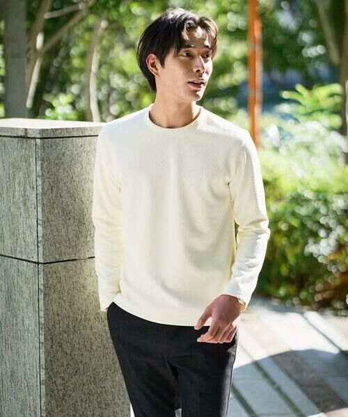 a.v.v / アー・ヴェ・ヴェ カットソー | 【イージーケア/毛玉になりにくい】バスケットジャカードクルーネックスマートTシャツ【洗濯機で洗える】<ON/OFF SERIES> | 詳細24