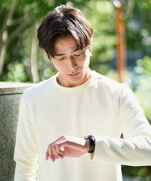 a.v.v / アー・ヴェ・ヴェ カットソー | 【イージーケア/毛玉になりにくい】バスケットジャカードクルーネックスマートTシャツ【洗濯機で洗える】<ON/OFF SERIES> | 詳細27