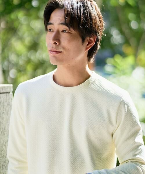 a.v.v / アー・ヴェ・ヴェ カットソー | 【イージーケア/毛玉になりにくい】バスケットジャカードクルーネックスマートTシャツ【洗濯機で洗える】<ON/OFF SERIES> | 詳細28