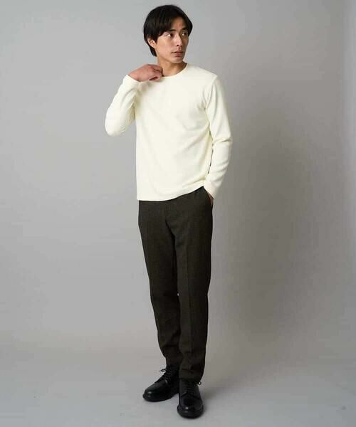 a.v.v / アー・ヴェ・ヴェ カットソー | 【イージーケア/毛玉になりにくい】バスケットジャカードクルーネックスマートTシャツ【洗濯機で洗える】<ON/OFF SERIES> | 詳細3