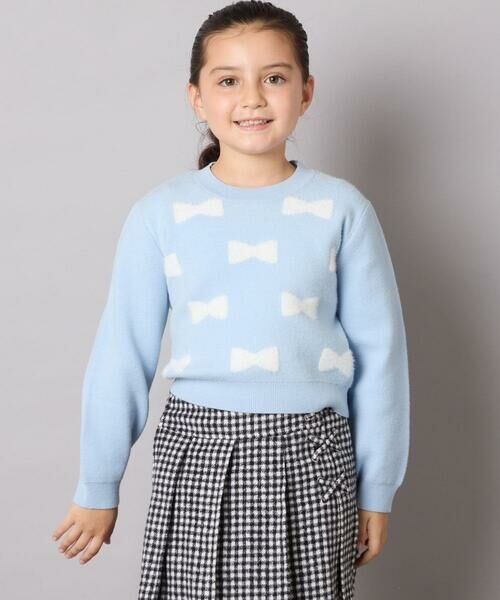 a.v.v / アー・ヴェ・ヴェ ニット・セーター | [120-160]【肌触りの良いもっちり素材/フェザーヤーンリボン/クロップド丈】リボンジャガードニット | 詳細2