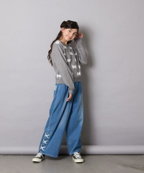 a.v.v / アー・ヴェ・ヴェ ニット・セーター | [120-160]【肌触りの良いもっちり素材/フェザーヤーンリボン/クロップド丈】リボンジャガードニット | 詳細25