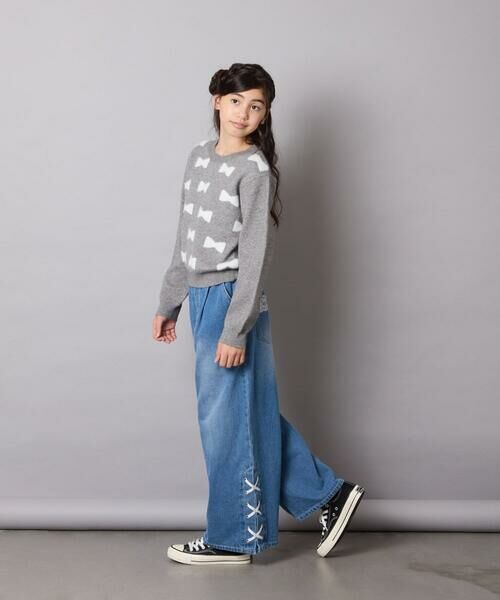 a.v.v / アー・ヴェ・ヴェ ニット・セーター | [120-160]【肌触りの良いもっちり素材/フェザーヤーンリボン/クロップド丈】リボンジャガードニット | 詳細27