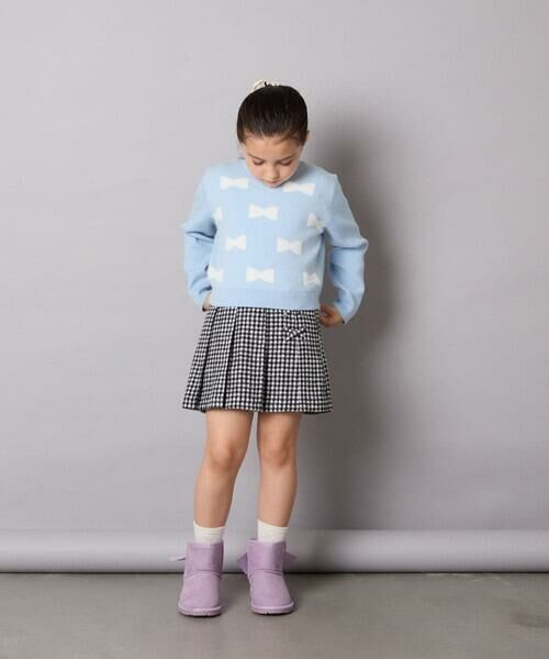 a.v.v / アー・ヴェ・ヴェ ニット・セーター | [120-160]【肌触りの良いもっちり素材/フェザーヤーンリボン/クロップド丈】リボンジャガードニット | 詳細3