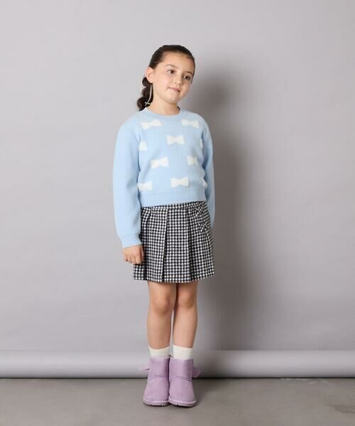 a.v.v / アー・ヴェ・ヴェ ニット・セーター | [120-160]【肌触りの良いもっちり素材/フェザーヤーンリボン/クロップド丈】リボンジャガードニット | 詳細4