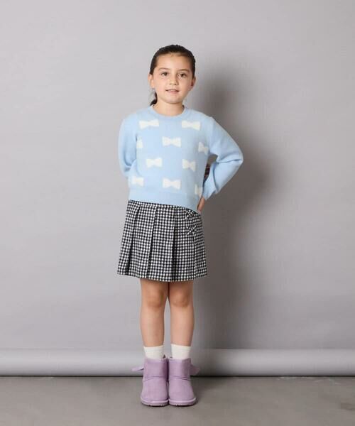 a.v.v / アー・ヴェ・ヴェ ニット・セーター | [120-160]【肌触りの良いもっちり素材/フェザーヤーンリボン/クロップド丈】リボンジャガードニット | 詳細5