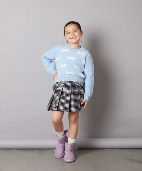 a.v.v / アー・ヴェ・ヴェ ニット・セーター | [120-160]【肌触りの良いもっちり素材/フェザーヤーンリボン/クロップド丈】リボンジャガードニット | 詳細6