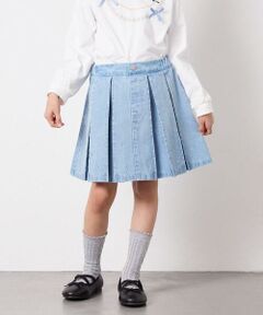 a.v.v / アー・ヴェ・ヴェ ミニ・ひざ丈スカート | [120-160]ビジューデニムプリーツスカート