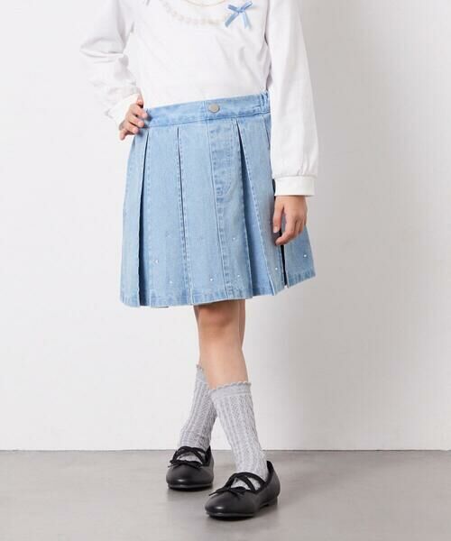 a.v.v / アー・ヴェ・ヴェ ミニ・ひざ丈スカート | [120-160]ビジューデニムプリーツスカート | 詳細2
