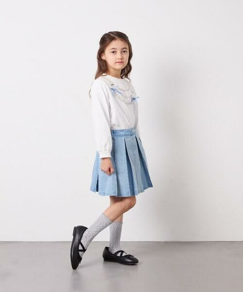a.v.v / アー・ヴェ・ヴェ ミニ・ひざ丈スカート | [120-160]ビジューデニムプリーツスカート | 詳細4