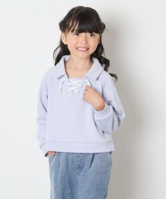 a.v.v / アー・ヴェ・ヴェ カットソー | [120-160]衿付きレースアップトレーナー