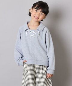 a.v.v / アー・ヴェ・ヴェ カットソー | [120-160]衿付きレースアップトレーナー