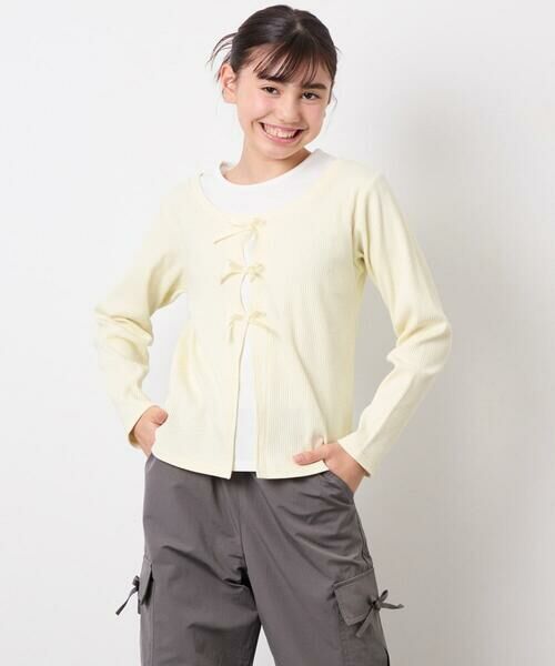 a.v.v / アー・ヴェ・ヴェ カットソー | [140-160]レイヤード風テレコカットソー（ライトイエロー）