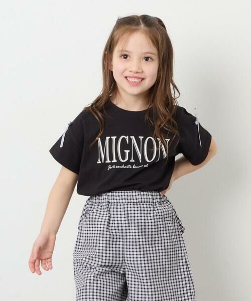 a.v.v / アー・ヴェ・ヴェ カットソー | [120-160]【WEB限定】リボンロゴプリントTシャツ（ブラック）