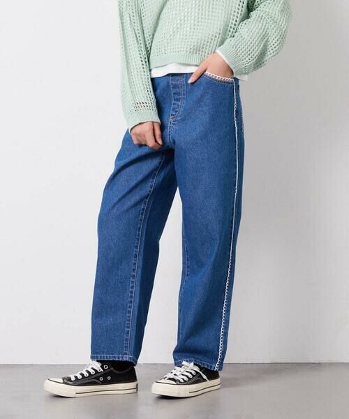 a.v.v / アー・ヴェ・ヴェ チノ・ワークパンツ | [120-160]【選べるデザイン】デザインワイドストレートデニム（ブルー）