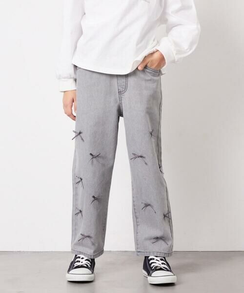 a.v.v / アー・ヴェ・ヴェ チノ・ワークパンツ | [120-160]【選べるデザイン】デザインワイドストレートデニム（ライトグレー）