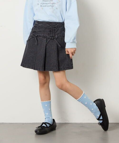 a.v.v / アー・ヴェ・ヴェ ショート・ハーフ・半端丈パンツ | [120-160]ギャザープリーツスカパン（ダークグレー）