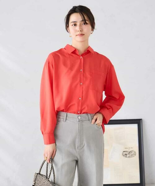 a.v.v / アー・ヴェ・ヴェ シャツ・ブラウス | バックタックシアーシャツ【接触冷感/イージーケア】（レッド）