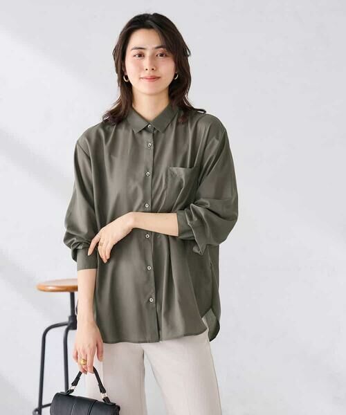 a.v.v / アー・ヴェ・ヴェ シャツ・ブラウス | バックタックシアーシャツ【接触冷感/イージーケア】（ダークグレー）
