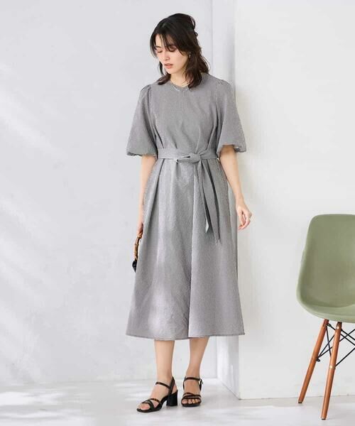 a.v.v / アー・ヴェ・ヴェ ロング・マキシ丈ワンピース | ソフトサッカーパフスリーブワンピース | 詳細6