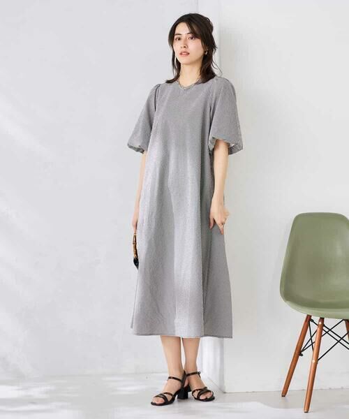 a.v.v / アー・ヴェ・ヴェ ロング・マキシ丈ワンピース | ソフトサッカーパフスリーブワンピース | 詳細8