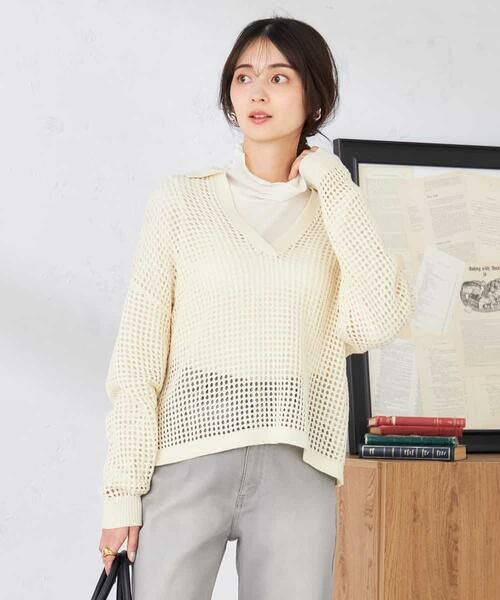 a.v.v / アー・ヴェ・ヴェ ニット・セーター | 襟付きメッシュニット | 詳細10