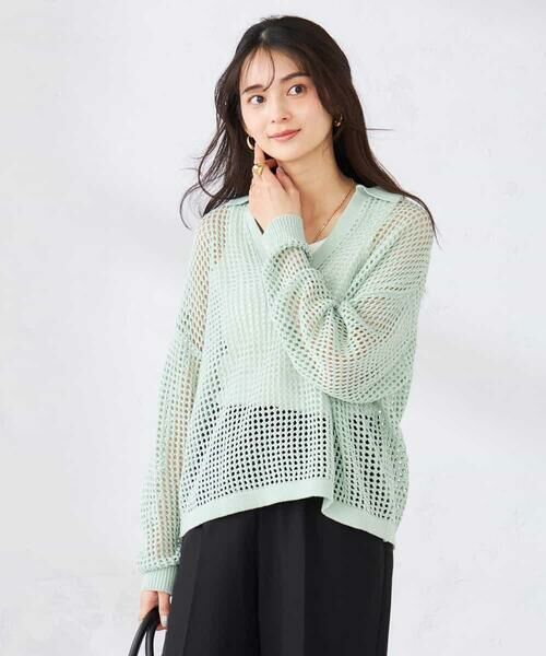 a.v.v / アー・ヴェ・ヴェ ニット・セーター | 襟付きメッシュニット | 詳細2