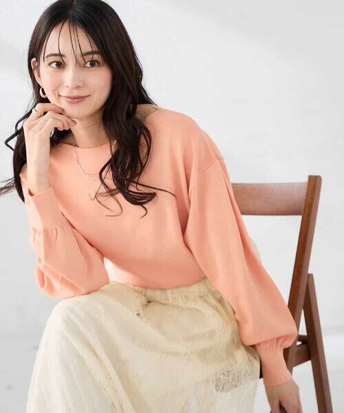 a.v.v / アー・ヴェ・ヴェ ニット・セーター | 【洗える/UVカット】ボートネック袖タックニット | 詳細1