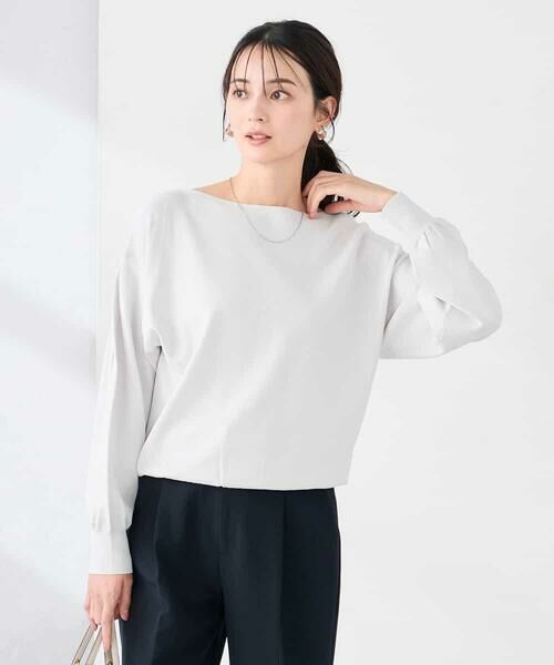 a.v.v / アー・ヴェ・ヴェ ニット・セーター | 【洗える/UVカット】ボートネック袖タックニット（アイスグレー）