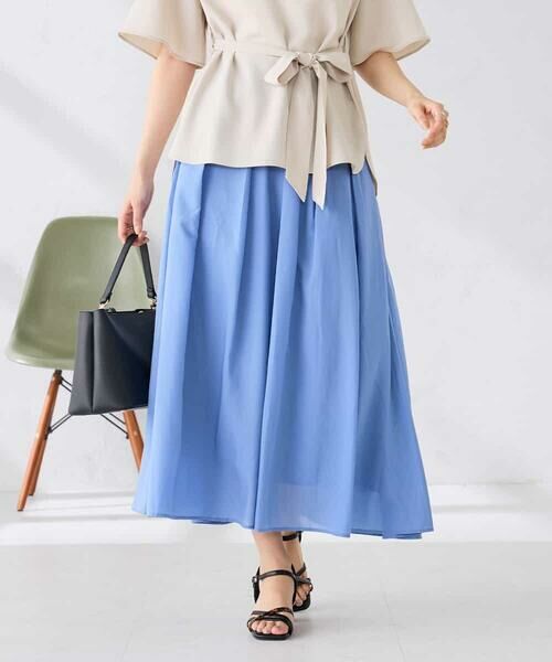 a.v.v / アー・ヴェ・ヴェ ロング・マキシ丈スカート | シアーフレアスカート（ブルー）