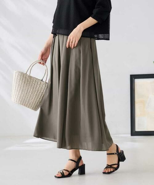 a.v.v / アー・ヴェ・ヴェ ロング・マキシ丈スカート | シアーフレアスカート（ダークグレー）