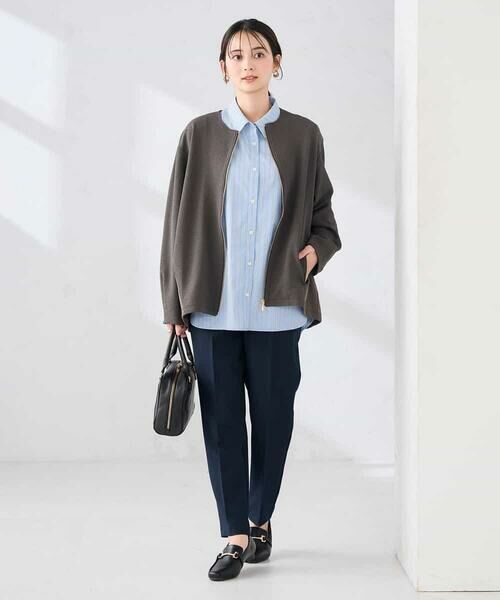 a.v.v / アー・ヴェ・ヴェ ノーカラージャケット | 異素材切り替えノーカラーブルゾン | 詳細13