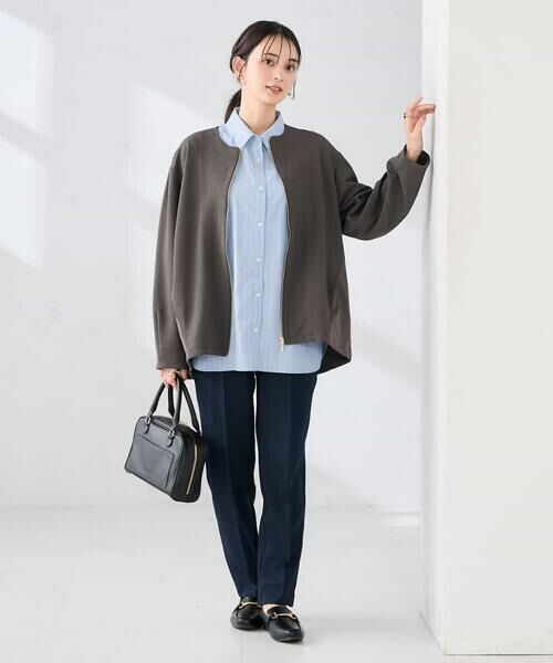 a.v.v / アー・ヴェ・ヴェ ノーカラージャケット | 異素材切り替えノーカラーブルゾン | 詳細16