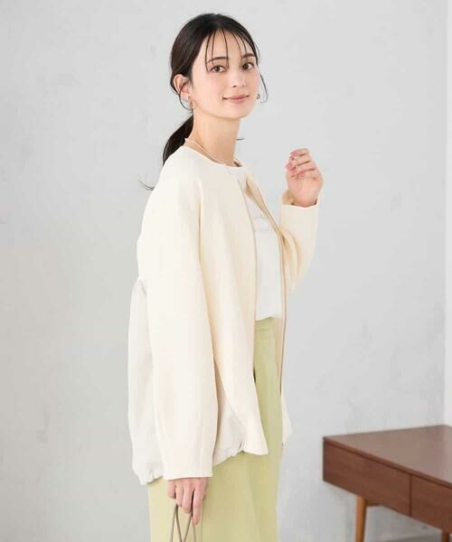 a.v.v / アー・ヴェ・ヴェ ノーカラージャケット | 異素材切り替えノーカラーブルゾン | 詳細2