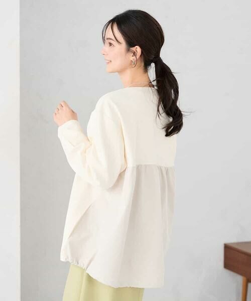 a.v.v / アー・ヴェ・ヴェ ノーカラージャケット | 異素材切り替えノーカラーブルゾン | 詳細3